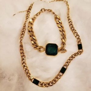 18k gold plated stainless bracelet and necklace